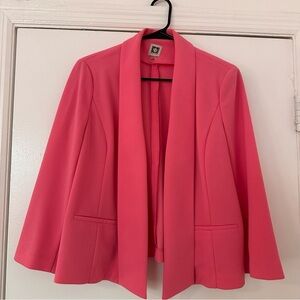 Anne Klein Bright Pink Open-Front Blazer